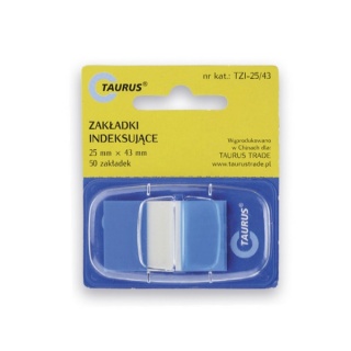 ZAKŁADKI PLASTIKOWE 25x43mm.NIEBIESKIE 50szt., Zakładki indeksujące, Galanteria papiernicza