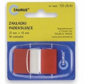 ZAKŁADKI PLASTIKOWE 25x43mm.CZERWONE 50szt., Zakładki indeksujące, Galanteria papiernicza