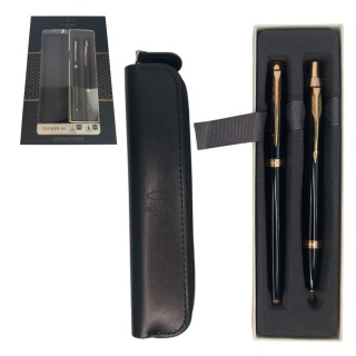ZESTAW IM BLACK GT PIÓRO + DŁUGOPIS + ETUI, Zestawy, Art. do pisania i korygowania