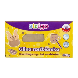 STRIGO GLINA RZEŹBIARSKA NATURALNA 520gr., Masy plastyczne i glinki, Plastyka