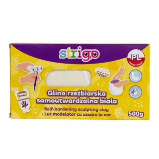STRIGO GLINA RZEŹBIARSKA SAMOUTWARDZ.BIAŁA 500gr., Masy plastyczne i glinki, Plastyka