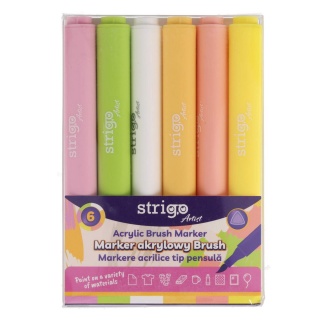 STRIGO MARKER AKRYLOWY BRUSH ZESTAW 3 6KOL., Flamastry, Plastyka