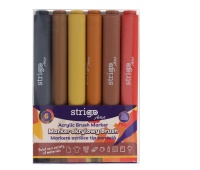 STRIGO MARKER AKRYLOWY BRUSH ZESTAW 6 6KOL., Flamastry, Plastyka