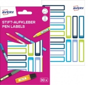 ETYKIETY PAPIEROWE 50x10mm.BIAŁE/NIEB.-ZIEL.30szt., Etykiety samoprzylepne i inne, Galanteria papiernicza