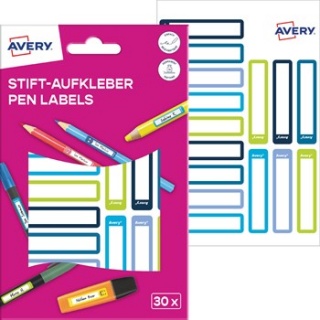 ETYKIETY PAPIEROWE 50x10mm.BIAŁE/NIEB.-ZIEL.30szt., Etykiety samoprzylepne i inne, Galanteria papiernicza