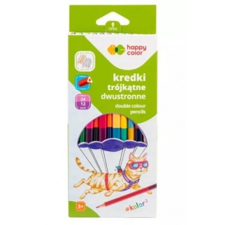 Kredki drewniane podwójne trójkątne 12szt.24kol.HC, Kredki ołówkowe, Plastyka