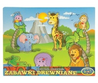 UKŁADANKA DREWNIANA ZWIERZĘTA ZOO 3961, Drewniane, Zabawki