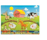 UKŁADANKA DREWNIANIA 3978 ZWIERZĘTA FARMA, Drewniane, Zabawki