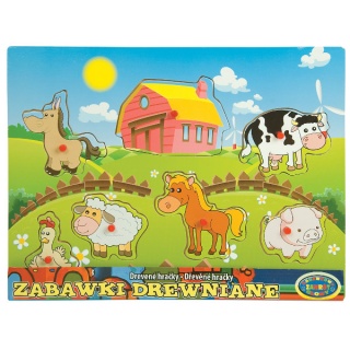 UKŁADANKA DREWNIANIA 3978 ZWIERZĘTA FARMA, Drewniane, Zabawki