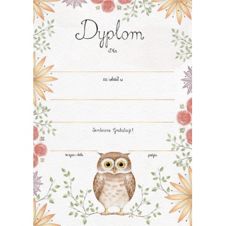 DYPLOM SÓWKA /25/, Dyplomy, Galanteria papiernicza