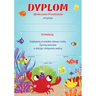 DYPLOM Ukończenia Przedszkola MORSKI /25/, Dyplomy, Galanteria papiernicza