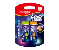 Eraser KEYROAD Luminious, fluorescent, 2 pcs, blister, mix colors