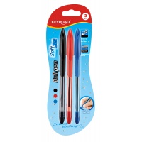 Długopis KEYROAD Ball Pen Soft Jet, miękki uchwyt, 0,7mm, 3 szt., blister, mix kolorów, Długopisy, Artykuły do pisania i korygowania