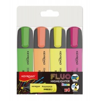 Highlighter KEYROAD Fluo Neon, 1-5 mm, 4 pcs, case, color mix