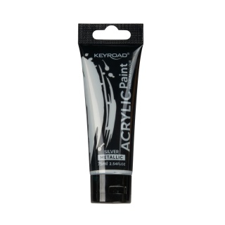 Farba akrylowa KEYROAD, metaliczna, 75ml, tubka, srebrna, Plastyka, Artykuły szkolne
