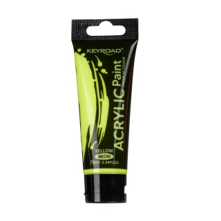 Farba akrylowa KEYROAD, neonowa, 75ml, tubka, żółta, Plastyka, Artykuły szkolne