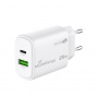 Adapter MEDIARANGE 25W, szybkie ładowanie, 1xUSB-C + 1xUSB-A, biały, Złącza i adaptery, Akcesoria komputerowe