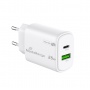 Adapter MEDIARANGE 25W, szybkie ładowanie, 1xUSB-C + 1xUSB-A, biały, Złącza i adaptery, Akcesoria komputerowe