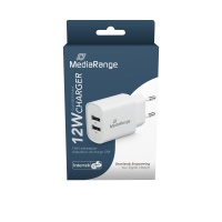 Adapter MEDIARANGE 12W, fast charging, 2xUSB-A, white