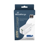 Adapter MEDIARANGE 65W, fast charging, 2xUSB-C + 1xUSB-A, white