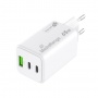 Adapter MEDIARANGE 65W, szybkie ładowanie, 2xUSB-C + 1xUSB-A, biały, Złącza i adaptery, Akcesoria komputerowe