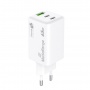 Adapter MEDIARANGE 65W, szybkie ładowanie, 2xUSB-C + 1xUSB-A, biały, Złącza i adaptery, Akcesoria komputerowe