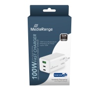 Adapter MEDIARANGE 100W, fast charging, 2xUSB-C + 1xUSB-A, white