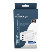Ładowarka MEDIARANGE 100W, szybkie ładowanie, 2xUSB-C + 1xUSB-A, biały, Złącza i adaptery, Akcesoria komputerowe