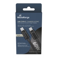 Cable USB-C MEDIARANGE, 60W max, 5 Gbps, 1,2m, black, Connectors and adapters, Computer accessories