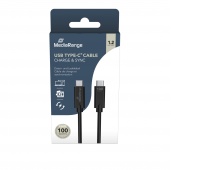 Cable USB-C MEDIARANGE, charger, 100W max, USB 3.1, 1,2m, black