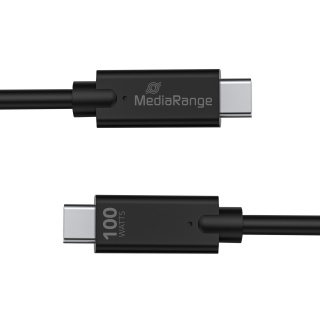 Kabel USB-C MEDIARANGE, 100W max, USB 3.1, 1,2m, czarny, Złącza i adaptery, Akcesoria komputerowe