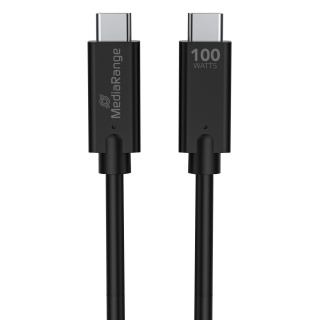Kabel USB-C MEDIARANGE, 100W max, USB 3.1, 1,2m, czarny, Złącza i adaptery, Akcesoria komputerowe