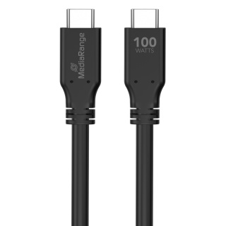 Kabel USB-C MEDIARANGE, ładowarka, 100W max, USB 3.2, 3m, czarny, Złącza i adaptery, Akcesoria komputerowe