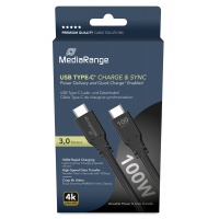 Cable USB-C MEDIARANGE, 100W max, USB 3.2, 3m, black, Connectors and adapters, Computer accessories