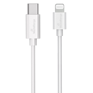 Kabel USB-C MEDIARANGE Apple Lightning, ładowarka, 1m, biały, Złącza i adaptery, Akcesoria komputerowe