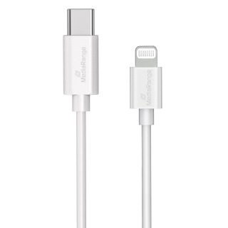 Kabel USB-C MEDIARANGE Apple Lightning, ładowarka, 1m, biały, Złącza i adaptery, Akcesoria komputerowe