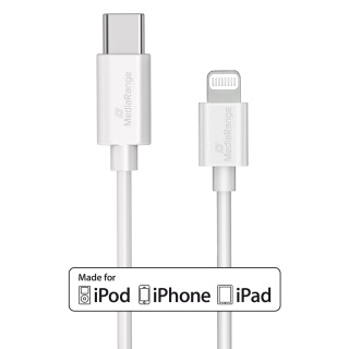 Kabel USB-C MEDIARANGE Apple Lightning, 1m, biały, Złącza i adaptery, Akcesoria komputerowe