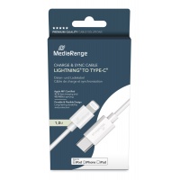Cable USB-C MEDIARANGE Apple Lightning, 1m, white, Connectors and adapters, Computer accessories