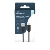 Kabel USB-C MEDIARANGE, ładowarka, USB 3.0, 1,2m, czarny, Złącza i adaptery, Akcesoria komputerowe