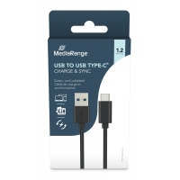 Cable USB-C MEDIARANGE, USB 3.0, 1,2m, black, Connectors and adapters, Computer accessories