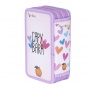 School pencil case GIMBOO, with equipment, 3 compartments, pattern mix