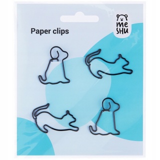 MESHU KLIPY 19mm."Cat and dog" 4szt., Klipy, Galanteria biurowa