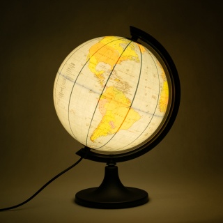 Globus konturowy z objaśnieniem GŁOWALA, podświetlany, śr. 250mm, w pudełku, Globusy, Artykuły szkolne