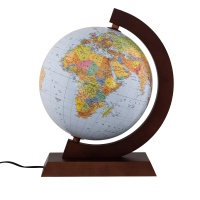 Political-physical globe GŁOWALA, illuminated, wooden frame, dia. 320mm, in a box, with AR application