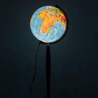 Political-physical globe GŁOWALA, illuminated, wooden high foot, dia. 420mm, in a box, with AR application