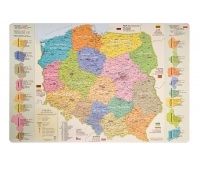 Podkładka na biurko GŁOWALA, mapa administracyjna Polski, 58x38cm, Podkładki na biurko, Artykuły szkolne