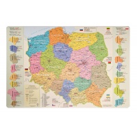 Podkładka na biurko GŁOWALA, mapa administracyjna Polski, 58x38cm, Podkładki na biurko, Artykuły szkolne