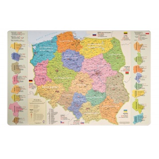 Podkładka na biurko GŁOWALA, mapa administracyjna Polski, 58x38cm, Podkładki na biurko, Artykuły szkolne