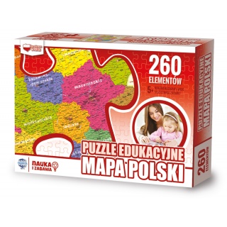 Puzzle edukacyjne GŁOWALA, mapa Polski, 260 elementów, 60x40cm, Produkty kreatywne, Artykuły szkolne