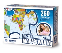 Puzzle edukacyjne GŁOWALA, mapa Świata, 260 elementów, 60x40cm, Produkty kreatywne, Artykuły szkolne
